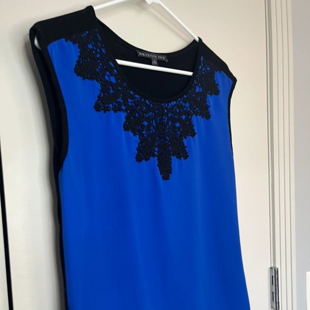 Brixon Ivy Royal Blue Black Sleeveless Round Neck Top - Size Small
